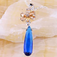 jrose wholesale fascinate pear cut blue silver color pendant necklace fashion jewelry for giftparty no chain wedding jewelry