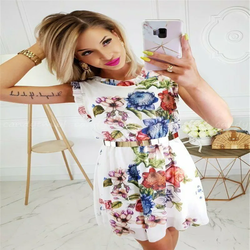 2019 Women Boho Floral Short Midi Dress Summer Sundress Beach Holiday Party Paisley | Женская одежда