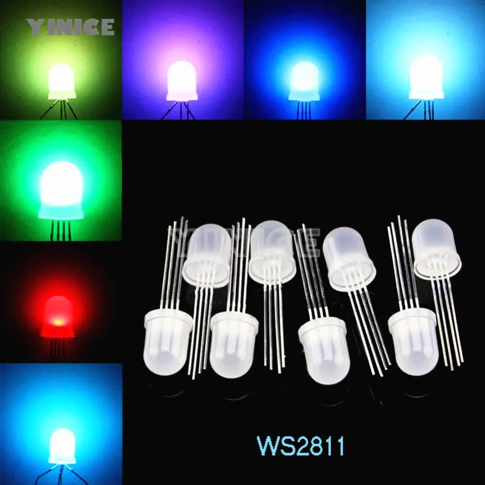 RGB светодиодный чип DC5V рассеянная круглая шляпа с WS2811 PL9823 APA106 чипсет внутри, F5 5 мм F8 8 мм Neo pixel светодиодный RGB полноцветный
