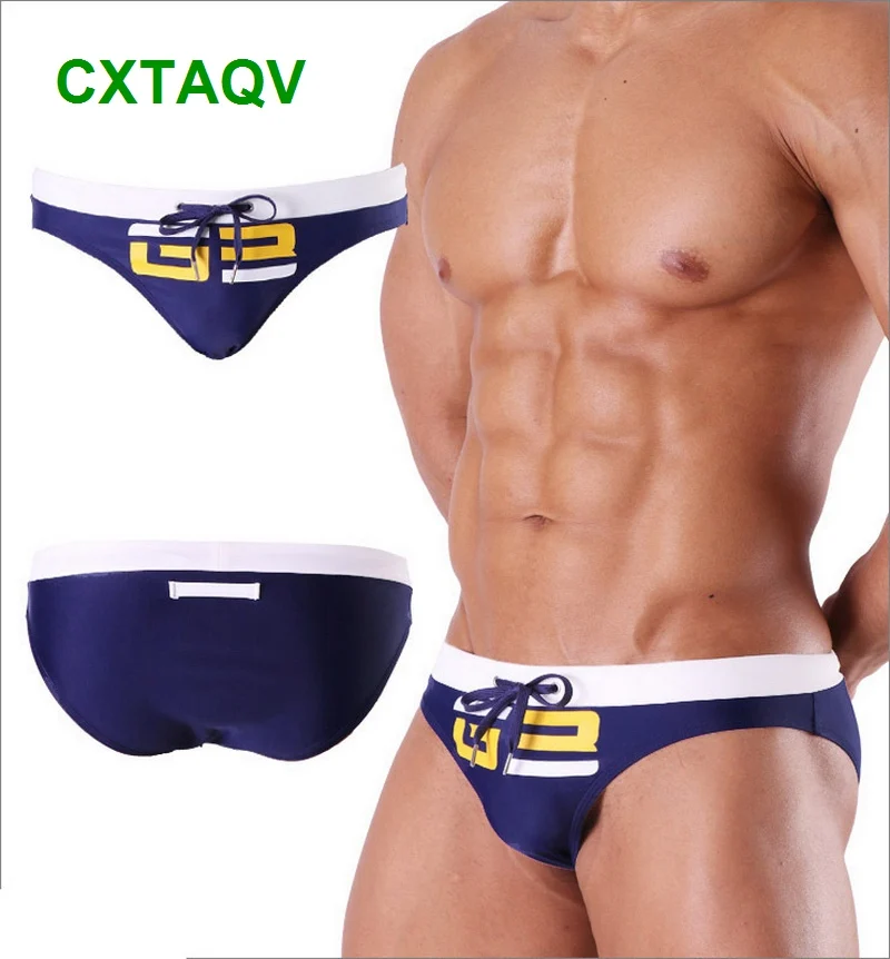 Navy Blue Высокая Класс Для Мужчин's Плавание ming трусы Плавание Мужские Шорты для купания Tight Плавание одежда треугольные водоотталкивающая человек пляжное бикини шорты Серфинг - Цвет: Navy Blue