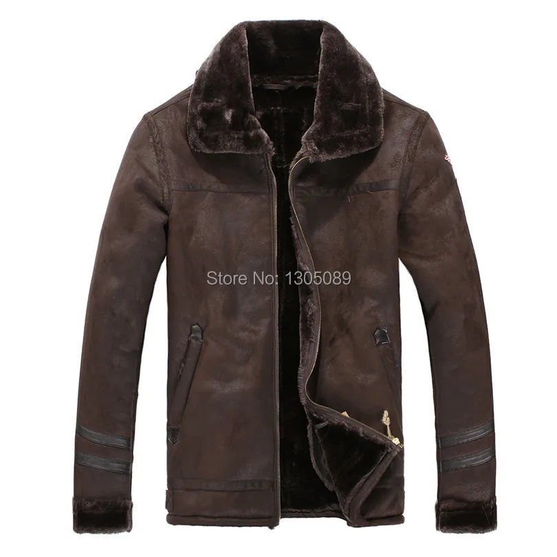 Меха и кожи молния авиатор куртка замшевая кожаная человек пилот куртку из с