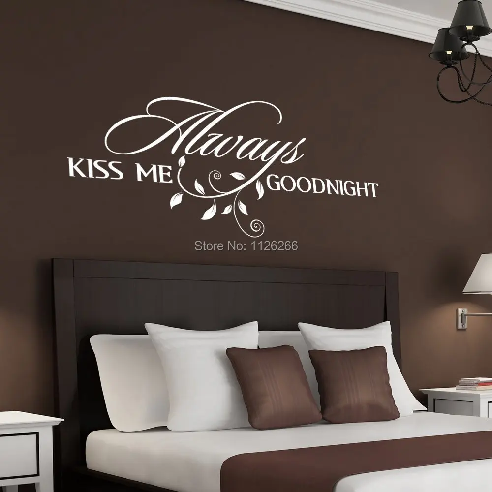 Always Kiss Me Goodnight Loving Art Наклейка на стену Съемная Декоративная Виниловая наклейка домашний декор