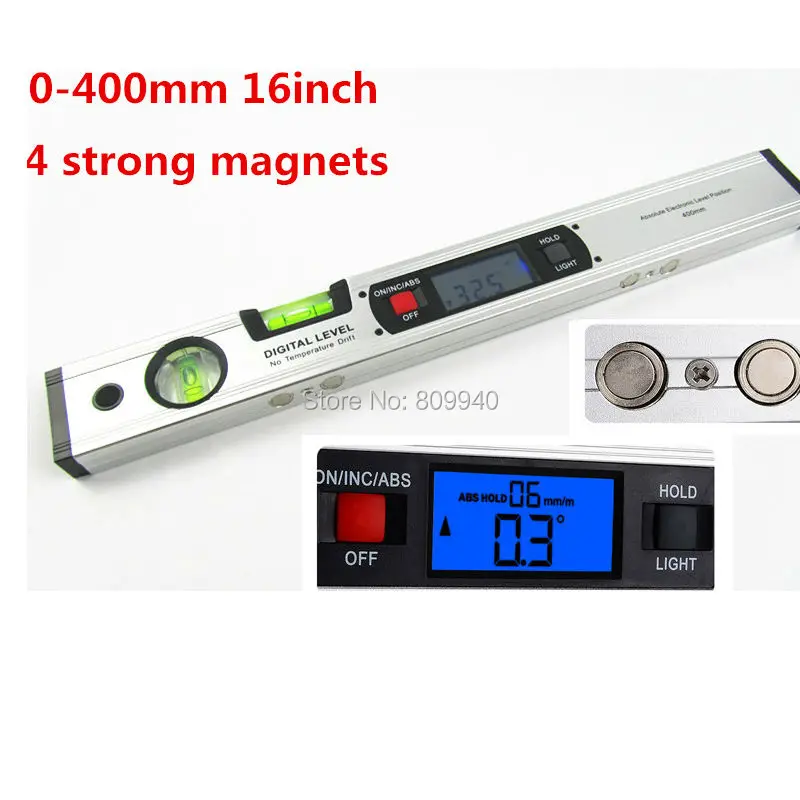 Цифровой спиртовой уровень 400 мм цифровой с углом 360 градусов в вертикальном