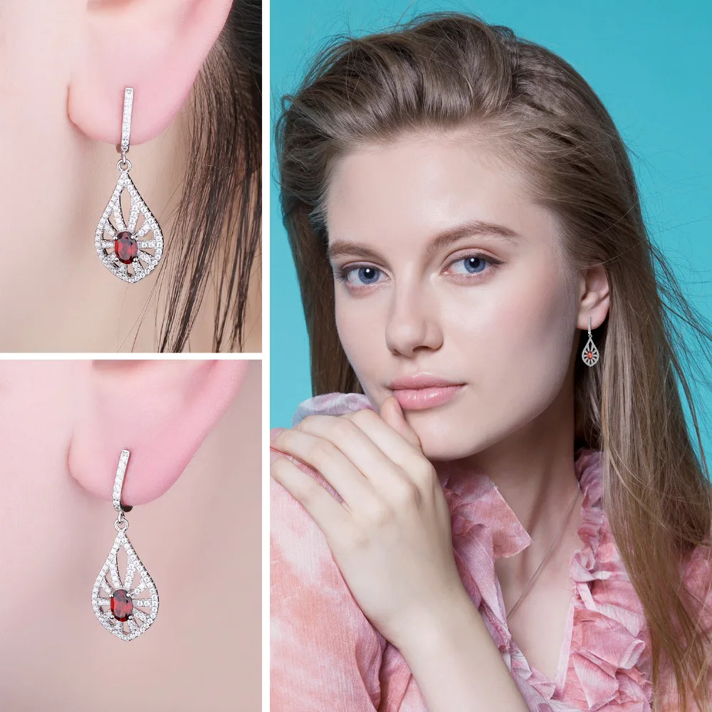 JewelryPalace резные 1.8ct Подлинная Гранат Серьги 925 пробы серебро свадебные украшения