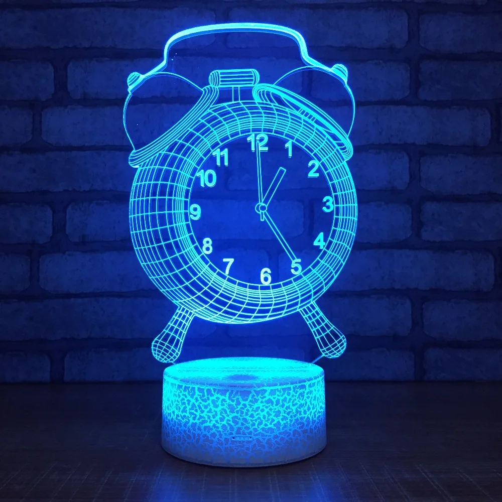 

Alarm Clock Model 3D USB LED Lamp 7 Color Change Visual Illusion 3D Night Light For Children Friend Gift Not Real Clock