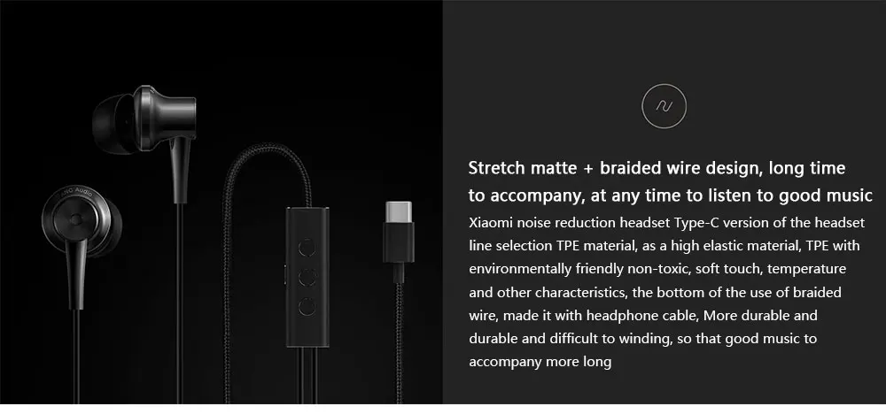 Оригинальные наушники Xiaomi ANC usb type-C с шумоподавлением, наушники с проводным управлением, гибридные наушники с микрофоном для Xiaomi MiX2 Note 3