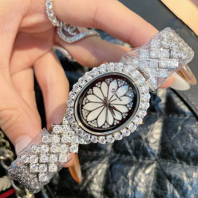 Роскошные женские кварцевые часы с австрийскими кристаллами и камнями высшего