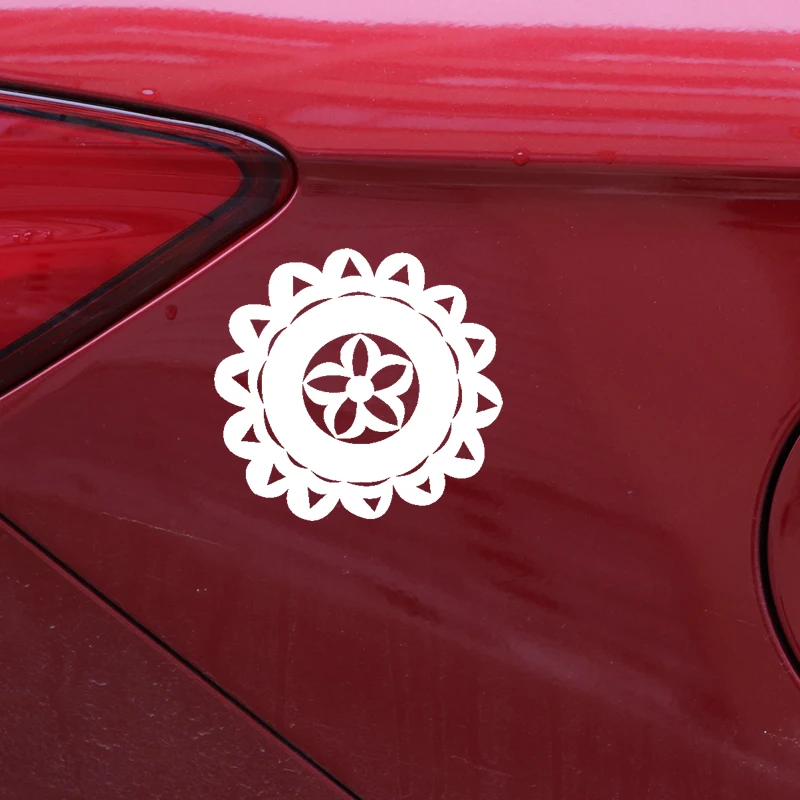 

YJZT 16.6CM*15.7CM Car Sticker Vinyl Decal Flower Creative Design Black/Silver C23-0809