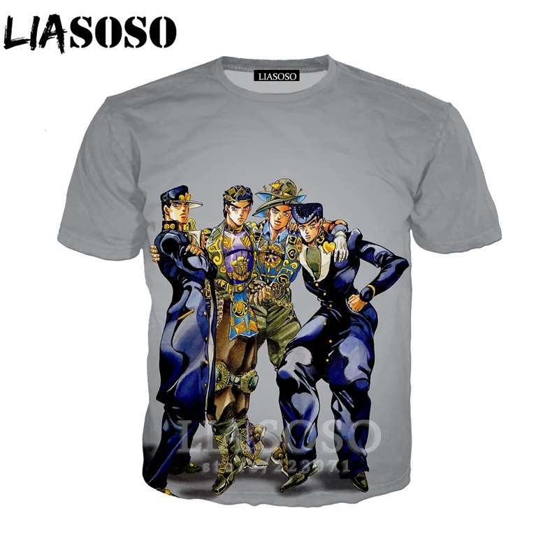 4 LIASOSO лето для мужчин женщин Kujo Jotaro Толстовка 3D принт аниме JoJo Необычные Приключения Футболка короткий рукав Топ пуловер B051-01 - Цвет: 4