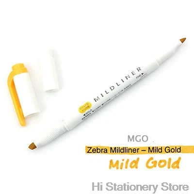 Mild Gold 1PC 1 шт., двухсторонний маркер-маркер с принтом зебры, с круглым носком/косой мягкой поверхностью, 15 цветов на выбор, для офиса и школы - Цвет: Mild Gold 1PC