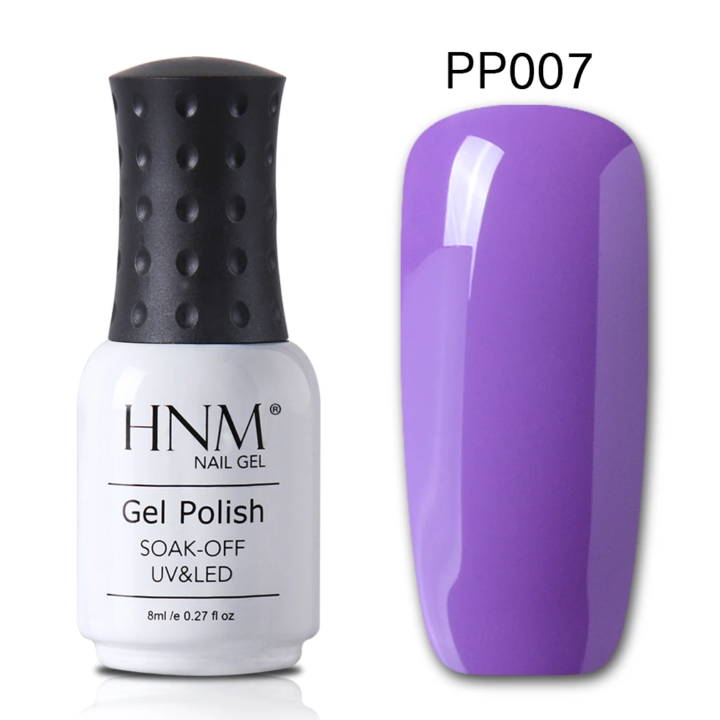 purple 007 HNM 8 мл Гель-лак для ногтей чистый цвет замачиваемый УФ-светодиодный Гель-лак для ногтей Полупостоянный замачиваемый Гель-лак для украшения ногтей Гибридный Гель-лак - Цвет: purple 007