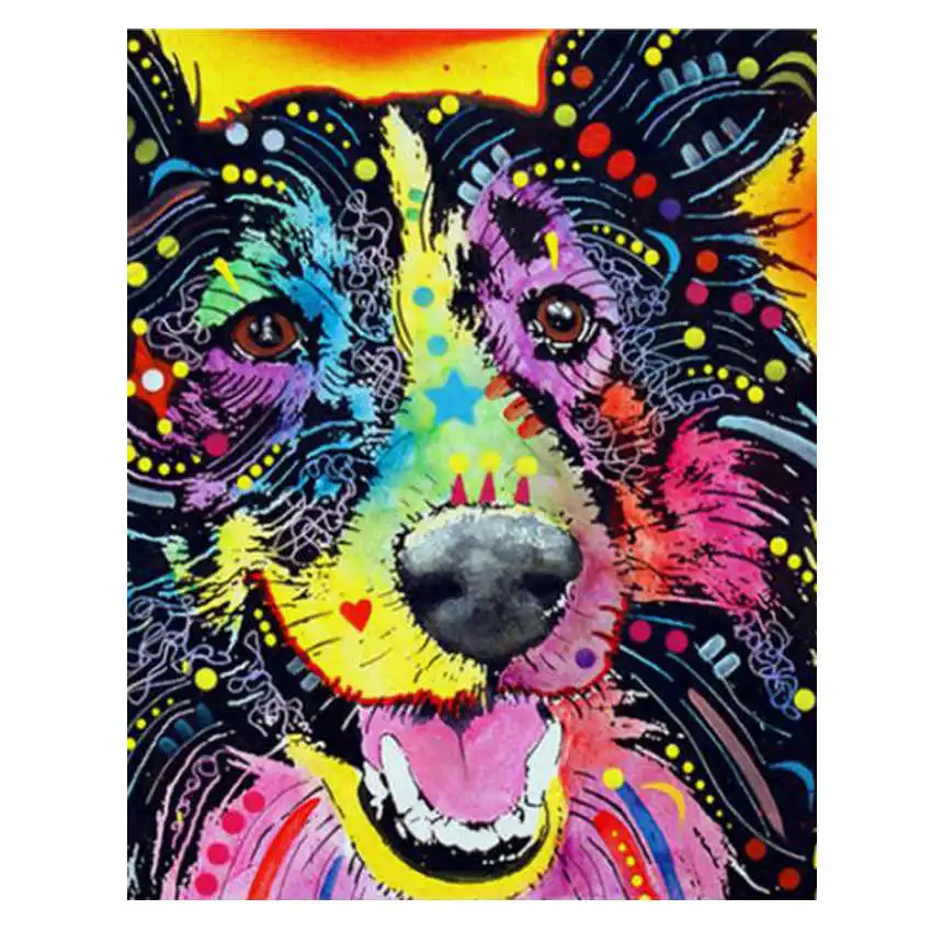 Diy картина по номерам, Мак, Раскраска по номерам, кофе краска по номерам - Цвет: dog painting