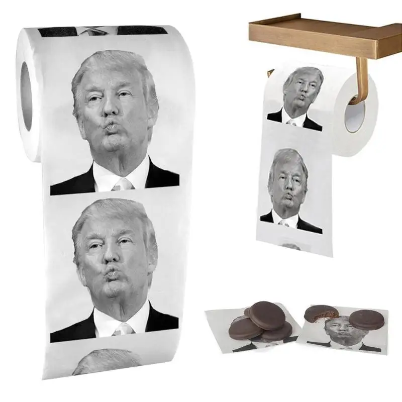 Новинка Дональд Трамп поцелуй Печатный рулон туалетной бумаги шутка салфетка подарок