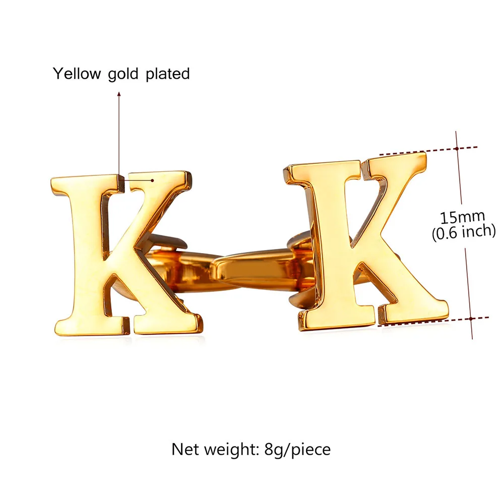 Мужские Запонки с надписью K желтое золото/цвет трендовые французские рубашки