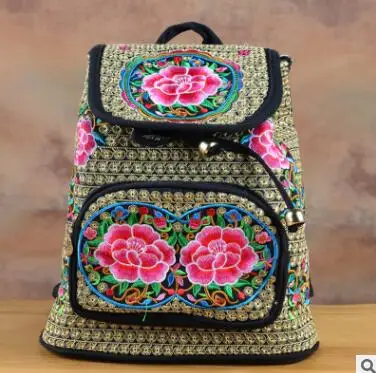 Pattern 4 Red Национальный тренд, тканевый этнический рюкзак с вышивкой, дизайн, китайский женский рюкзак с вышитым цветочным принтом, Mochila - Цвет: Pattern 4 Red