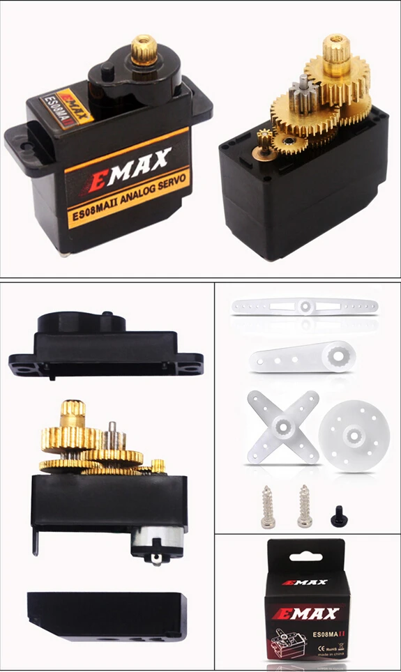 10 шт. сервопривод Emax двигатель 2 кг Turque ES08MA II с металлической шестерней JR для RC