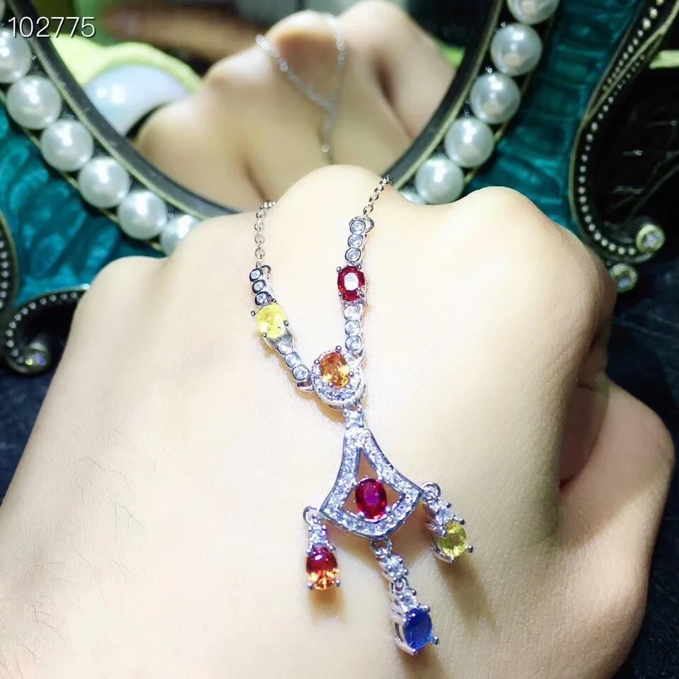 

Сапфир ожерелье ювелирных изделий, бесплатная доставка натуральный сапфир 925 Серебро Изысканные синие драгоценные камни