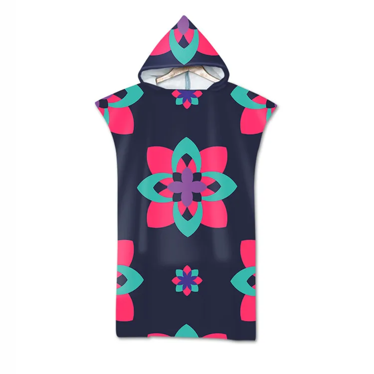 Bohemian Printed Microfiber Bath Beach Towel with Hood Hooded Towel Poncho for Swimming Beach Surf Man Woman Bathrobe Beachwear