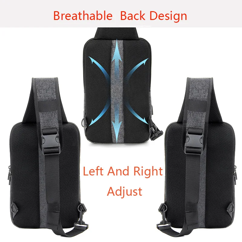 sling bag Fashion black bags with usa charge chest bag light weight daypack outdoors daily bags fit in 9.8 inch ipad By KSL