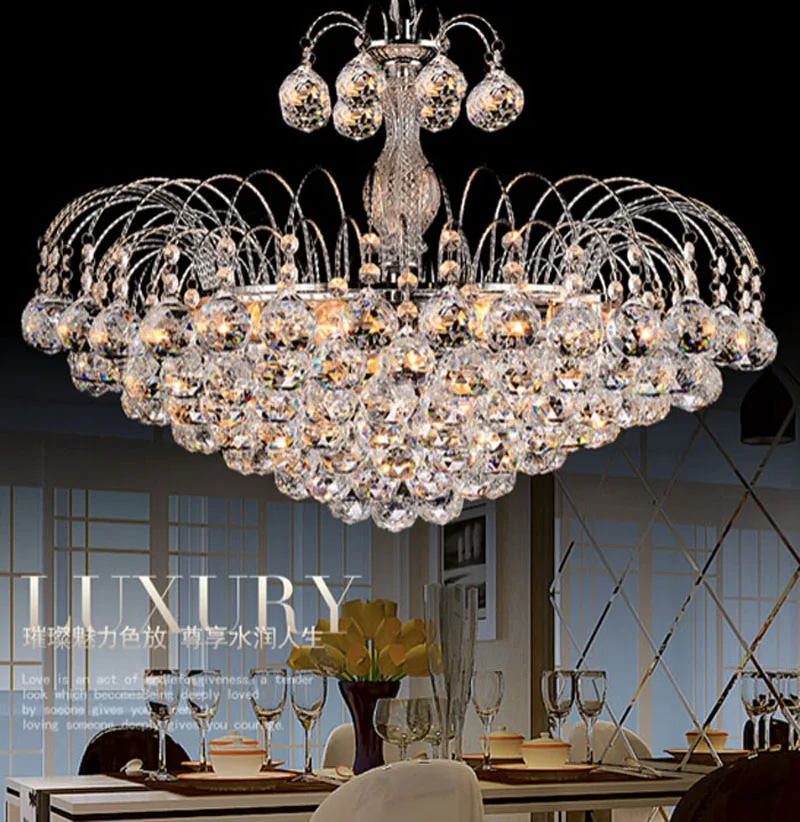 Европейская Люстра для гостиной Круглая Серебряная хрустальная лампа