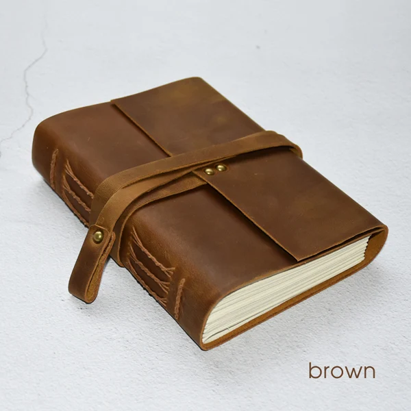 Brown Кожаный дневник ручной работы, винтажный блокнот для записей для мужчин и женщин, 360 страниц " x 5,5", художественный Дневник для зарисовок, дневник для путешествий, идеальный подарок - Цвет: Brown