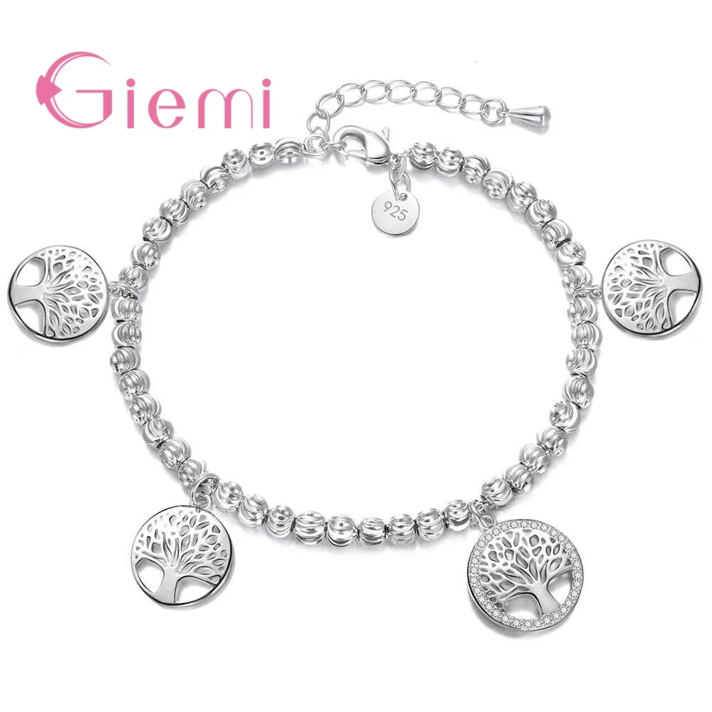 

Hot Sale Tree Shape Pendant 925 Sterling Silver Adjustable Bracelet Women Girls Party Engagement Jewelry