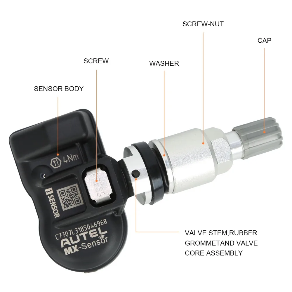 AUTEL MX sensor 2 в 1 315 мГц 433 TPMS Clamp in Dual Frequency 100% Cloneable 5 шт./лот металлический стержень