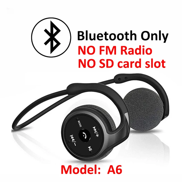Arikasen Bluetooth наушники спортивные MP3 плеер гарнитура FM радио Расширенная память беспроводные наушники плеер bluetooth наушники микрофон - Цвет: A6 Black