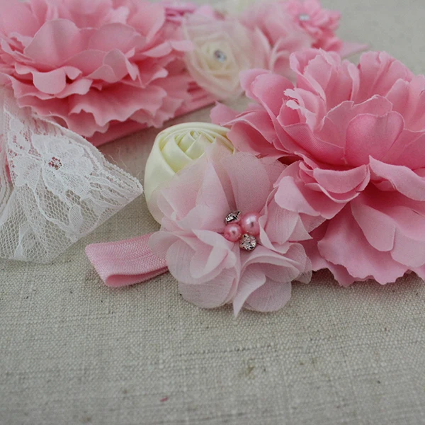 2 шт./компл. розовый белый слоновая кость пояс с цветами для маленьких девочек