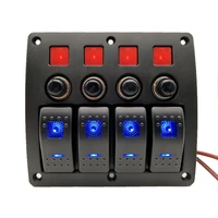 4 gang dual led rocker switch panel circuit breaker for 1224v vehicles boats yacht cruises speedboat cockpit bus rvs jeep suv