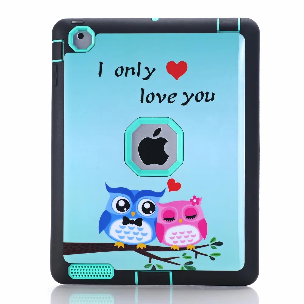 Противоударный Защитный 3 в 1 ТПУ &amp PC Сова Pattern tablet case cover for Apple ipad 2 4 |