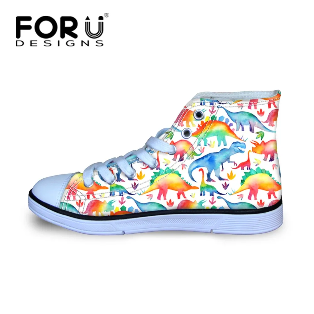 FORUDESIGNS/детская обувь для девочек и мальчиков с радужным принтом динозавра