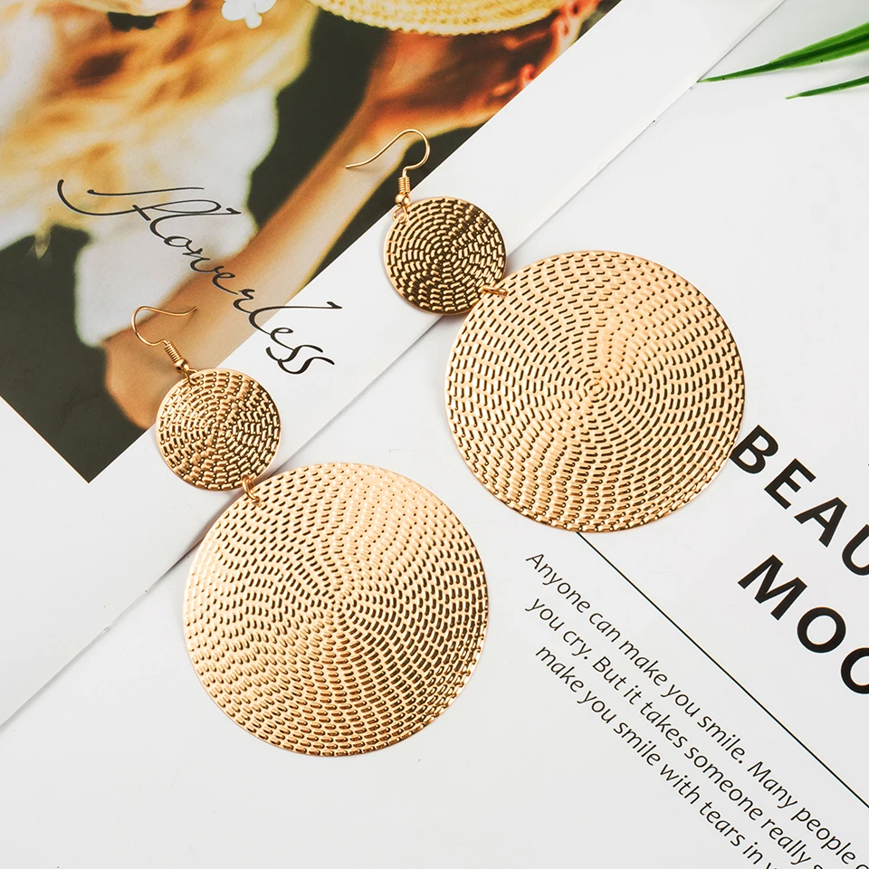 2019 Модные женские серьги капли из сплава Очаровательные золотые блестящие