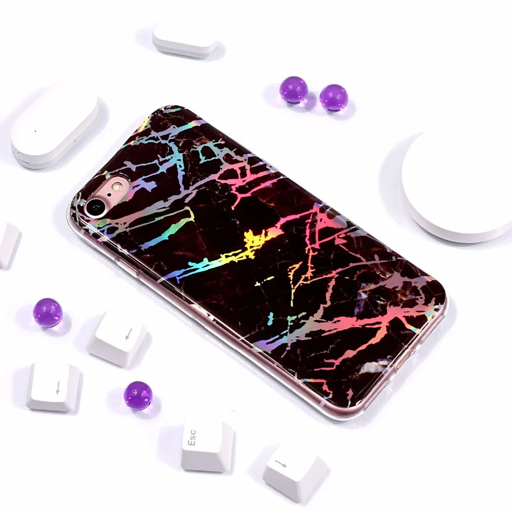 Meetcases Black holo marble phone cases For Iphone 7plus 8plus TPU soft material New Arrive styles |