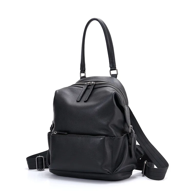 Новая кожа коровы женский рюкзак с двумя молниями большой Ёмкость sleek в