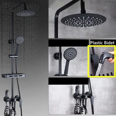 Plastic bidet style Ванная комната Роскошный Черный душевой набор с биде смеситель для ванны с душевой черный душевой набор для ванной Душевой кран ванна кран наборы - Цвет: Plastic bidet style