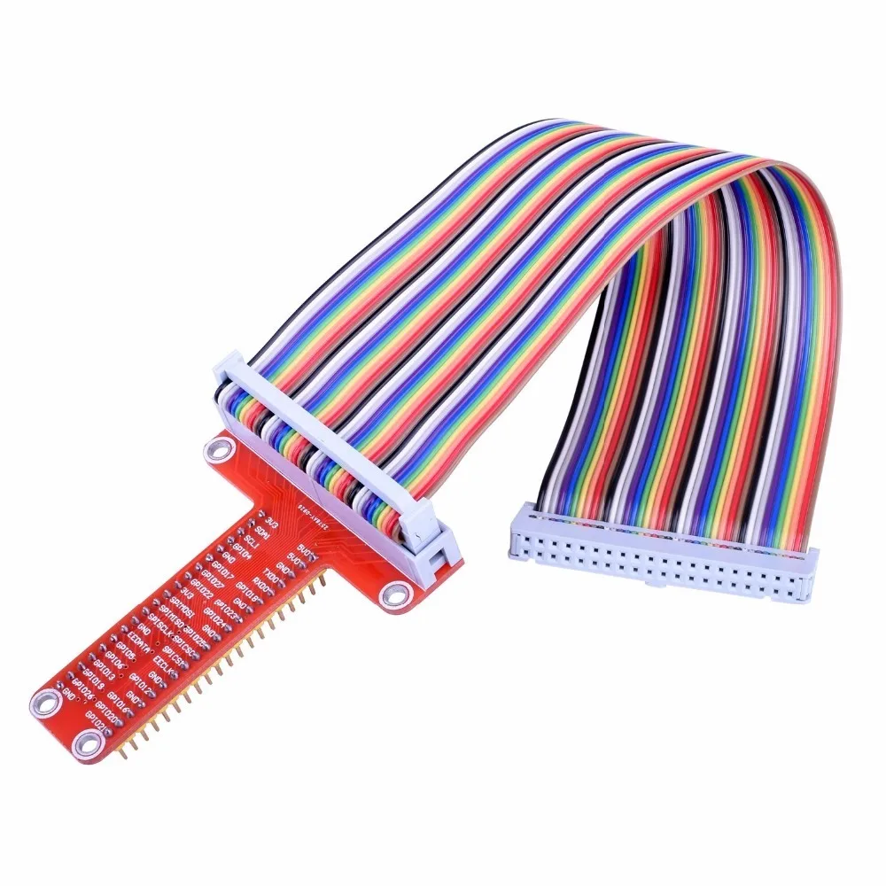 RPi GPIO Расширительная плата + 40 контактный плоский ленточный кабель для Raspberry Pi 3 2