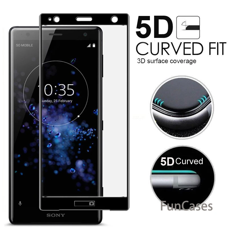 5D полностью изогнутое закаленное стекло для sony XA2 XA XA1 Ultra XZ2 Compact 3D Защита экрана