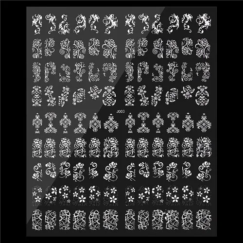 108 шт металлические наклейки для дизайна ногтей s 3D Золотые/Серебристые/белые/черные цветы клейкие наклейки для дизайна ногтей s наклейки DIY наклейки для лака для ногтей - Цвет: white J003