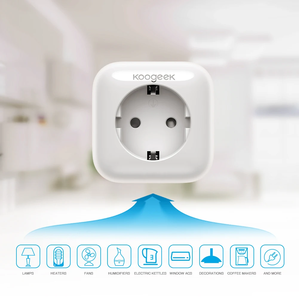 Koogeek умная розетка для дома, Wi-Fi Разъем для Apple HomeKit, Siri Alexa, Google Домашняя автоматизация, WiFi, умная вилка AC250V