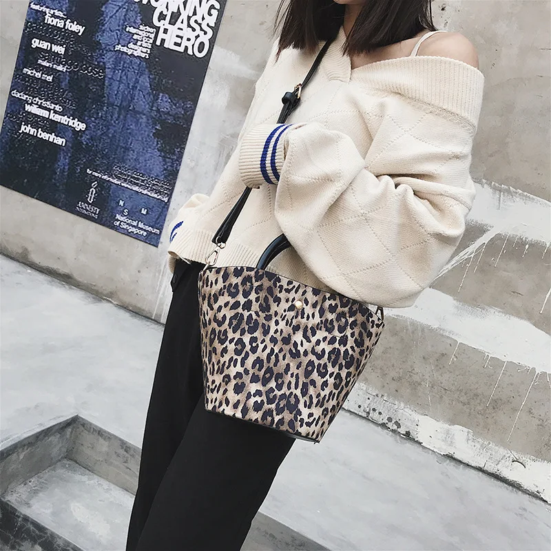 Леопардовый сумка ведро Элитный бренд сумки на плечо Для женщин Crossbody Курьерские сумки для Для женщин Torebki Damskie