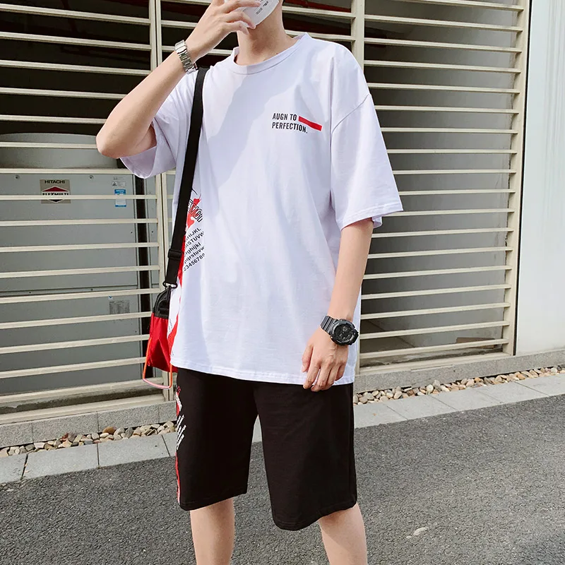 

2019 new summer style fashion printed men tracksuit o neck t shirts and streetwear shorts men set LBZ81