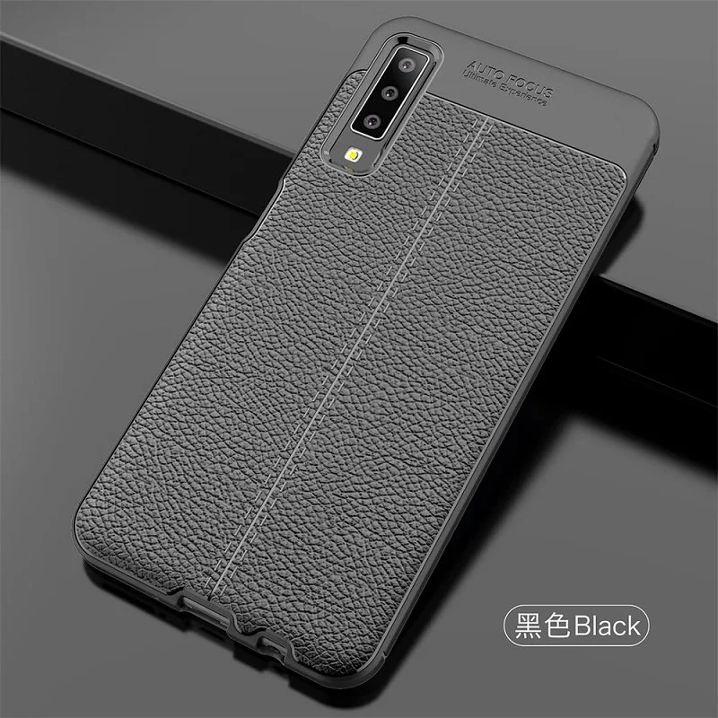 Черный Резиновое покрытие для samsung Galaxy A10 A20 A30 A40 A50 A60 A70 M10 M20 M30 J4 J6 A6 A8 S8 S9 S10 плюс S10e A7 J5 J7 чехол - Цвет: Черный