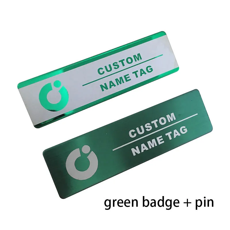 green pin 1 шт. на заказ магнит штатный бейдж держатель лазерный логотип магнитный с 70*20 мм металлическая табличка - Цвет: green pin