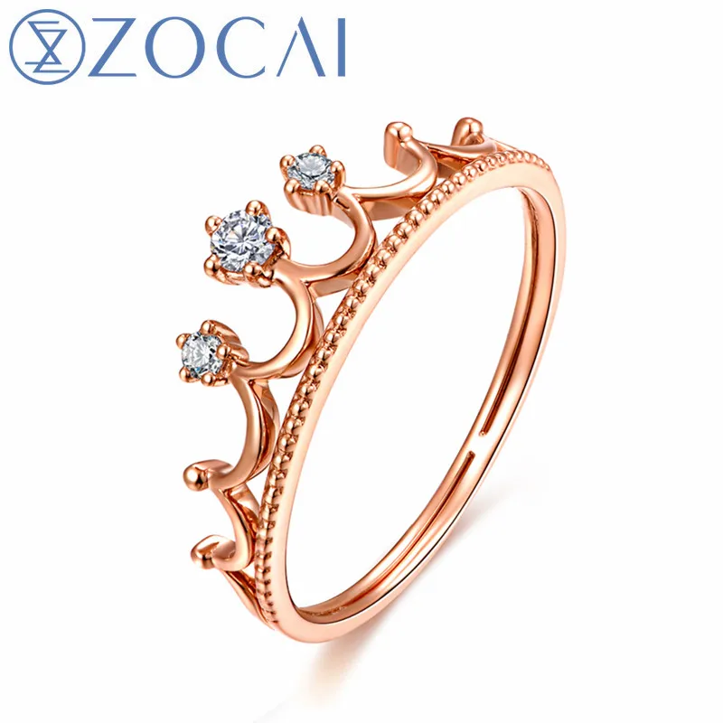 

ZOCAI Brand Crown shape 18K rose gold 0.04 ct Certified diamond fashion ring real diamond ring W06466 free shipping by DHL