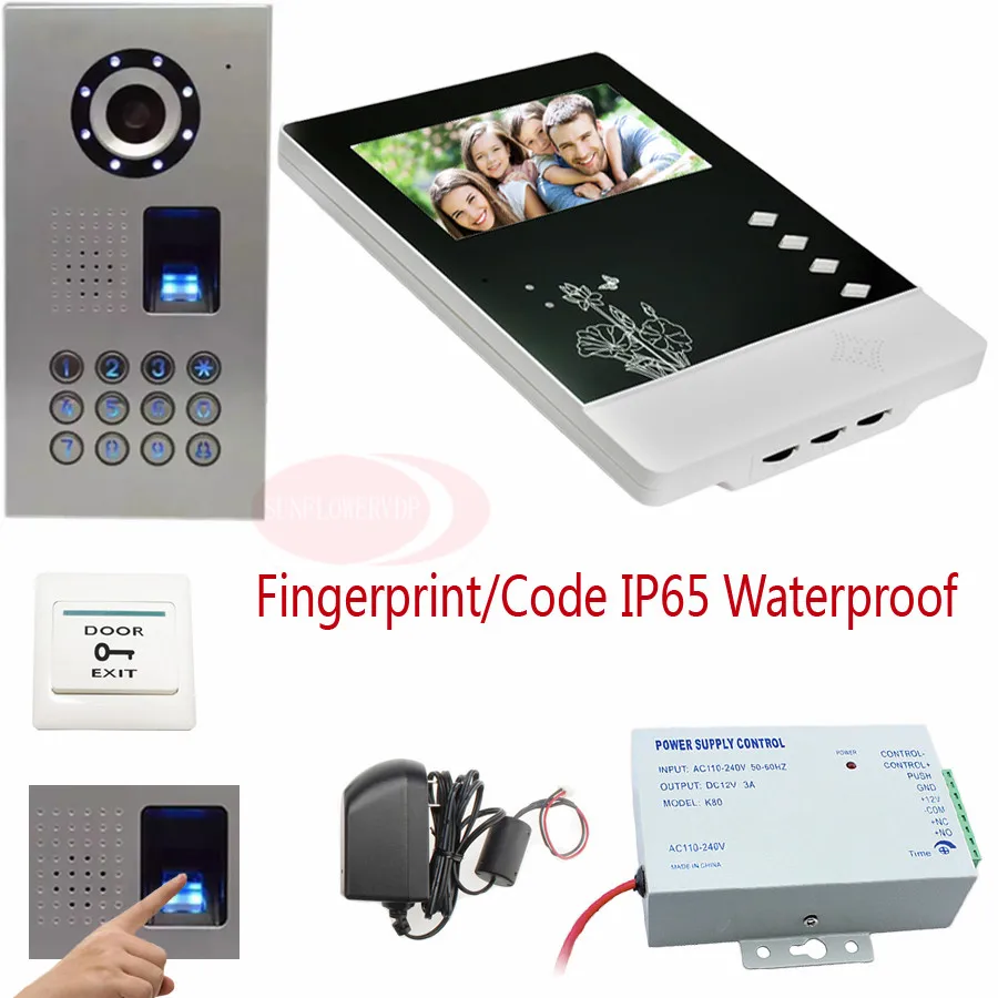 Видеодомофон для квартиры отпечатков пальцев и код разблокировки IP