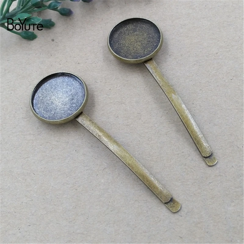 

BoYuTe 20 Pieces 20MM Cabochon Base Tray Bezel Hair Clip Blank Diy Jewelry accessories