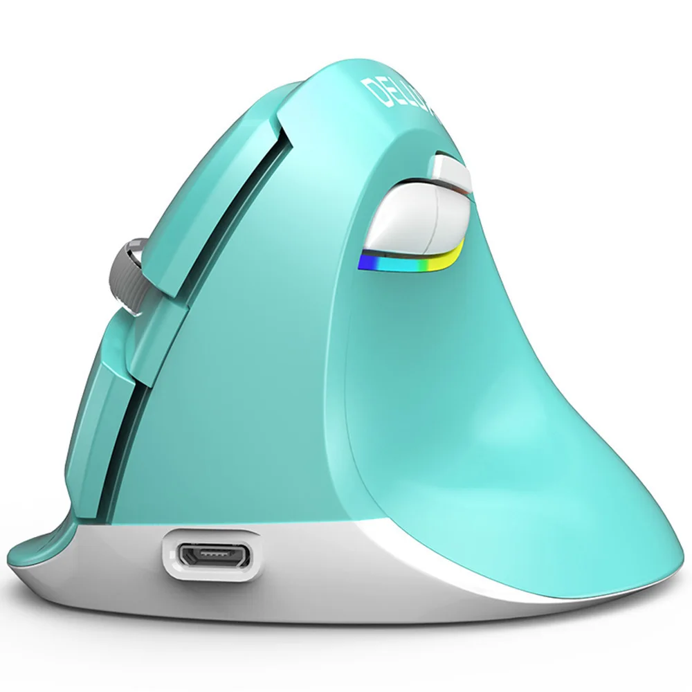 Green without Pad Delux M618 Bluetooth 2,4G Двухрежимная Вертикальная мышь эргономичная Беспроводная Встроенная перезаряжаемая мощность с подставкой для запястья комплект коврика для мыши - Цвет: Green without Pad