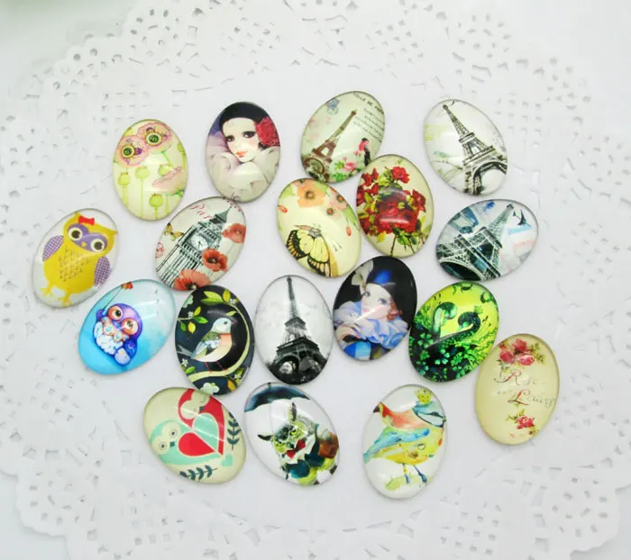 

20pcs 18x25mm Oval Mixed Domed Magnifying Clear Glass Cabochon Scrapbooking Embellishments Fridge Magnets DIY Accessories