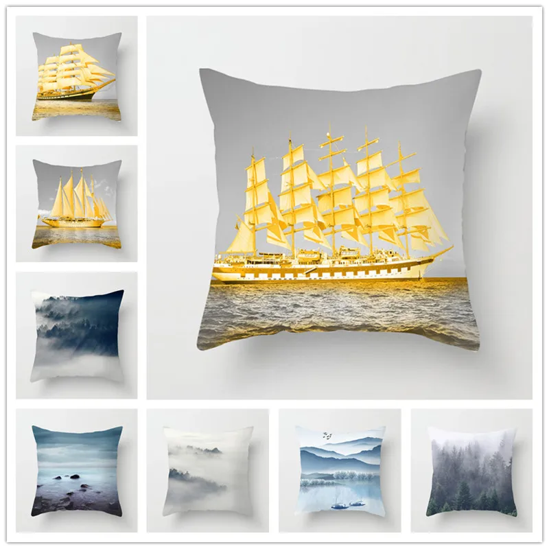Houspace полиэстер Пич скин парусники в море для дома Декор подушки диван автомобиля